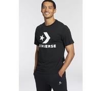 T-Shirt CONVERSE "Unisex GO-TO STAR CHEVRON LOGO STANDARD-FIT", Damen, Gr. XS, schwarz-weiß (schw, wss), Single Jersey, Obermaterial: 100% Baumwolle, Rundhals, normaler Saum, Shirts T-Shirt, Unisex (6