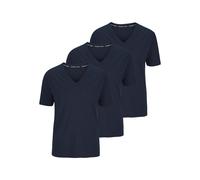 T-Shirt COPENHAGEN STUDIOS, Damen, Gr. XL, blau (navy), Jersey, Obermaterial: 100% Baumwolle, unifarben, slim fit normal, tiefer V-Ausschnitt, abgesteppte Kante, Shirts T-Shirt, Unterziehshirt aus hoc