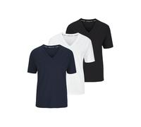 T-Shirt COPENHAGEN STUDIOS, Damen, Gr. XXL, navy, weiß, schwarz, Jersey, Obermaterial: 100% Baumwolle, unifarben, slim fit normal, tiefer V-Ausschnitt, abgesteppte Kante, Shirts T-Shirt (88005101-XXL)