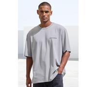 T-Shirt COPENHAGEN STUDIOS "mit hochwertiger Logostickerei", Damen, Gr. XL (56/58), blau (graublau), Single Jersey, Obermaterial: 100% Baumwolle, unifarben, loose fit normal, Rundhals, weit normaler S