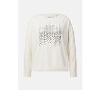 comma Oversized Longsleeve mit Label-Detail in Offwhite, Größe 46