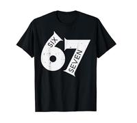 T-Shirt Damen 67 Meme Shirt Basic T Shirt Bedrucken Rundhalsausschnitt Oberteile Blusenshirt Casual Tshirt Damen Kurzarm Bluse Tops Shirts Fun Shirts Sportshirt Wandershirt Dunkelblau Lila Wein XL M