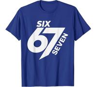 T-Shirt Damen 67 Meme Shirt Basic T Shirt Bedrucken Rundhalsausschnitt Oberteile Blusenshirt Casual Tshirt Damen Kurzarm Bluse Tops Shirts Fun Shirts Sportshirt Wandershirt Dunkelblau Lila Wein XL M