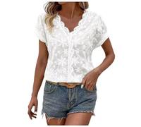 t-Shirt Damen bauchfrei Bluse durchsichtig Damen Oberteile Damen Oktoberfest Tunika Kleid Damen Sommer lang Bauchfreies Oberteil Damen Spitze Crop top Sport Damen Langarm Tweed Blazer Damen Weiss