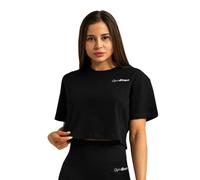 T-Shirt Damen cropped loose mit rundem Ausschnitt in Schwarz 1 St