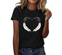 T Shirt Damen Elegant Sommer Oversize Shirt Damen Langarm T-Shirt Damen Süßes fließendes T-Shirt Sommer Casual Short Sleeve Tunika Blumendruck Tops V-Ausschnitt Oberteile Tops Teenager Mädchen E743