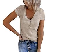 T Shirt Damen Elegant Sommer Oversize Shirt Damen Vintage Damen Sommer Tops Lässiges T-Shirt mit Totenkopf-Strass-Motiv V-Ausschnitt Kurzarm Loser Pullover Plus Size Baggy Tuni Teenager Mädchen E737