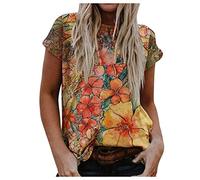 T Shirt Damen Elegant Sommer T Shirt Damen Sexy Damen Tshirt Sommer Kurzarm Shirts Casual Rundhals Farbverlauf Lose Basic Tops Beiläufig Bluse Oberteile Teenager Mädchen E737