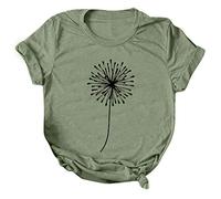 T-Shirt Damen Kurzarm Casual Sommer Lose Shirt Oversize Oberteile T-Shirt Bluse Frauen Casual Printing Kurzarm O-Ausschnitt Loose Tops (S,1grün)