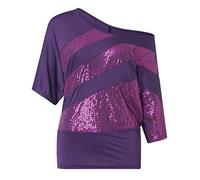 T Shirt Damen Kurzarm- Glitzer Oberteile Damen Sommer,Pailettenshirt Damen Bluse Cold Shoulder Fledermausärmel Tunika Große Größen Top Tshirt Locker Lässig Party Oberteil Pullover T-Shirts für Frauen