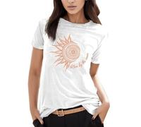 T Shirt Damen Kurzarm, Oberteile Damen Sommer,Tshirt Damen mit Bedrucken Sonne Mond Sonnenblume Sprüchen Tee Tops Rundhals Tunika Bluse Vintage Pullover Lässig T-Shirts für Frauen Teenager Mädchen