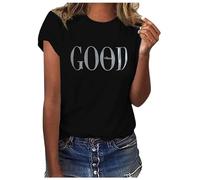 T-Shirt Damen Kurzarm - Sommer Oberteile Damen Süßes T Shirt mit Aufdruck Rundhals Casual Sport Schwarze Weißes Tshirt Basic Graphic Tee Tunika Tops T-Shirts für Teenager Mädchen Frauen