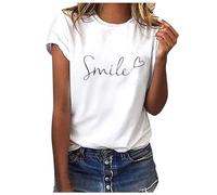 T-Shirt Damen Kurzarm - Sommer Oberteile Damen Süßes T Shirt mit Blumen Drucken Rundhals Casual Sport Bluse Kurzarmshirt Basic Graphic Tee Tunika Tops Hemd T-Shirts für Teenager Mädchen Frauen