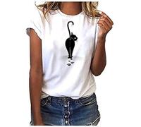 T-Shirt Damen Kurzarm - Sommer Oberteile Damen Süßes T Shirt mit Blumen Drucken Rundhals Casual Sport Bluse Kurzarmshirt Basic Graphic Tee Tunika Tops Hemd T-Shirts für Teenager Mädchen Frauen