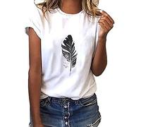 T-Shirt Damen Kurzarm - Sommer Oberteile Damen Süßes T Shirt mit Blumen Drucken Rundhals Casual Sport Bluse Kurzarmshirt Basic Graphic Tee Tunika Tops Hemd T-Shirts für Teenager Mädchen Frauen