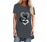 T-Shirt Damen Kurzarm Sport Sommer Kurzarm V Ausschnitt Oberteil Shirts Basic Casual Longshirt Druck Baumwolle Lose Tops Teenager Mädchen Blusenshirt Große Größen Sport Tshirt Damen