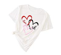 T-Shirt Damen Kurzarm - T-Shirt Damen Rundhals Kurzarm Kostüm Konfetti Herz T-Shirt Vintage Rotes Herz Partner Sie Ihn Kinder Liebe Valentinstag T-Shirt Rückenfreies Oberteil Mit Print Tshirt