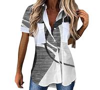 T-Shirt Damen Leinen: Leinenbluse Blumen Bunt Kurzarm Bluse Bedruckt Vintage Oberteile Sommer Oversized Leinenhemd Leicht Leinenshirts Grosse Grösse Tshirt Lässig Elegant Leinenshirt