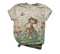 T Shirt Damen mit 3D Lustige Tier Aufdruck Kurzarm Rundhals Anime Tshirts Sommer Oberteile Graphic Tee Basic Tops für Frauen Teenager Mädchen T-Shirt