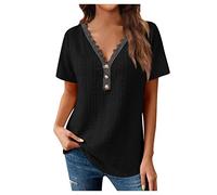 T-Shirt Damen Oversize Mittelalter Bluse Damen Bluse Weiß Damen Kurzarm Langarm Shirts Damen T Shirt Mädchen 140 Longbluse Damen Elegant Italienische Mode Damen Festival Oberteil Damen(Schwarz, XXL)