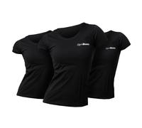 T-Shirt Damen Regular Kurzarm 3er-Pack mit Rundhalsausschnitt in Schwarz 1 St