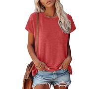 T Shirt Damen Rundhals Damen Shirt Tshirt T T-Shirt Sommer Kurzarm Top Bluse Sport Oberteil Shirts Elegant Oversize Für Tshirts Mit Locker Baumwolle Basic Blusen T-Shirts S-5XL