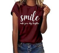 T-Shirt Damen Rundhals Elegant Oberteile Kurzarm Gerippt Basic Tee Shirts Slim Fit Tshirt Stretch Casual Sommer Tops Spitze Leichte V Ausschnitt Kurzarm Lässige Basic Tunika Elegant Shirts Top (XL)