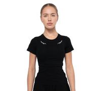 T-Shirt Damen slim gerippt mit rundem Ausschnitt in Schwarz 1 St