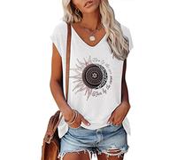 T Shirt Damen Sommer - Tank Top Damen mit Sonne und Mond Sonnenblume Drucken Bluse Elegant Flügelärmel Ärmellos Oberteile Locker Lässig Tanktop Tunika Basic Tee Blusen & Tuniken für Frauen