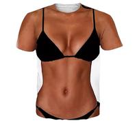 T Shirt Damen Süßes T-Shirt mit Bikini-Aufdruck, Kurzarm Baggy-Shirt, Lässige Strand-Spaß Oberteil, Sommer Strand Bademode, Rundhals Atmungsaktives Bluse, Elegant Casual Oberteile
