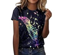 T-Shirt Damen T Shirt mit V-Ausschnitt Kurzärmeliges Casual Lockere Basic Sommer Tee Shirts Bluse Damen Tshirt Sommerblusen Damen Elegant Spaghetti Top Damen Fahrradbekleidung Damen