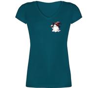 T-Shirt Damen V Ausschnitt - Boo Wine Time | Geisterwein | Spooky Wine Nights | Halloween Wein Fun - XXL - Türkis - grusel Tshirt Haloween Outfits Shirt sexy halowen t Helloween hellowee halooween