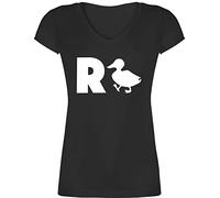 T-Shirt Damen V Ausschnitt - Rentnerin - R Ente Geschenk Rente Geschenke Ruhestand I - M - Schwarz - Tshirt Shirt zum renten eintritt abschiedgeschenk kollegin Duck Coole-Fun-t-Shirts t Bin in