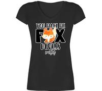 T-Shirt Damen V Ausschnitt - Sprüche Statement mit Spruch - You Make me Fox Devils wild - 3XL - Schwarz - Statement-t-Shirt sprueche Devil t-Shirts Tshirt sprüchen Fuchs Shirt