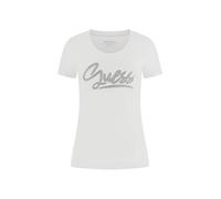 Guess Slim Fit T-Shirt mit Strasssteinbesatz in Weiss, Größe M