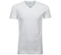 Ragman Herren 2 T-Shirt Doppelpack Bodyfit mit V-Ausschnitt, Weiß, M