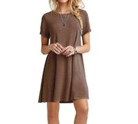 T Shirt Dress Women Casual Lounge Wear Short Sleeve Dress Crew NeckArmy GreenXL
