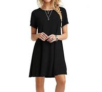 T Shirt Dress Women Casual Lounge Wear Short Sleeve Dress Crew NeckWhite2XL