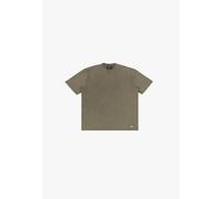 T-Shirt DROPSIZE "Dropsize HEAVY OVERSIZE METAL PATCH T-SHIRT", Damen, Gr. M, acid washed olive, 100% Baumwolle, unifarben, oversize, Rundhals, Shirts T-Shirt (25517123-M)