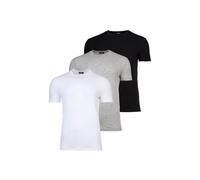 DSQUARED2 Herren T-Shirts, 3er Pack - 3-Pack T-Shirt, Rundhals-Ausschnitt, Cotton Stretch Schwarz/Weiß/Grau L