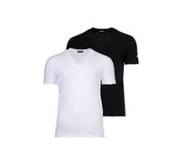 DSQUARED2 Herren T-Shirts, 2er Pack - Twin Pack V-Neck T-Shirt, V-Ausschnitt, Cotton Stretch Schwarz/Weiß L