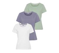 T-Shirt EASTWIND, Damen, Gr. 32/34, bunt (hellgrün, lavendel, weiß), Single Jersey, Obermaterial: 100% Baumwolle, clean, unifarben, Basic, figurumspielend hüftlang, abgesteppt, Shirts T-Shirt, Kurzarm