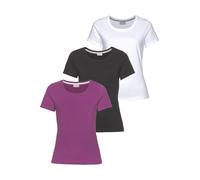 T-Shirt EASTWIND, Damen, Gr. 32/34, lila (schwarz, lila, weiß), Single Jersey, Obermaterial: 100% Baumwolle, clean, unifarben, Basic, figurumspielend hüftlang, abgesteppt, Shirts T-Shirt, Kurzarm, hüf