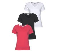 T-Shirt EASTWIND, Damen, Gr. 44/46, bunt (schwarz, koralle, weiß), Single Jersey, Obermaterial: 100% Baumwolle, clean, unifarben, Basic, figurumspielend hüftlang, abgesteppt, Shirts T-Shirt, Kurzarm,