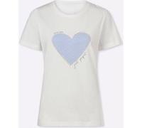 Kurzarmshirt HEINE "T-Shirt", Damen, Gr. 42, weiß (ecru), 100% Baumwolle, bedruckt, gemustert, mehrfarbig, Rundhals, Shirts (97590950-42) ecru