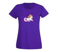 T-Shirt Einhorn bunt Unicorn Beauty Pferd Märchen CSD 15 Farben Damen XS - 3XL Fabelwesen Zauber Phantasie Glitzer pink süß, Größe:L, Farbe:lila/Purple