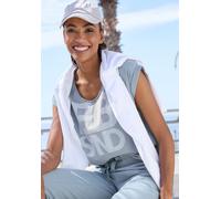 T-Shirt ELBSAND "Eldis", Damen, Gr. S (36), seegras, Single Jersey, Obermaterial: 50% Baumwolle, 50% Polyester, figurumspielend hüftlang, Rundhals, Aufschlag, Shirts T-Shirt, mit Logodruck, Kurzarmshi