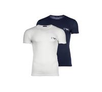 T-Shirt EMPORIO ARMANI "T-Shirt BOLD MONOGRAM 2er Pack", Damen, Gr. M, bunt (weiß, blau), Obermaterial: 95% Baumwolle CO. 5% Elasthan EL., Shirts T-Shirt (53546341-M) weiß, blau