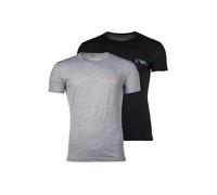 EMPORIO ARMANI Herren T-Shirt, 2er Pack - BOLD MONOGRAM, Rundhals, Fitted Fit, Stretch Cotton Schwarz/Grau L