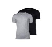 Emporio Armani Herren T-Shirt ENDURANCE - 2er Pack, Rundhals, Regular Fit, Stretch, Schwarz/Grau, M